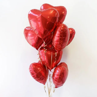 Ten Red Heart Foil Balloons | Valentines Balloons Wellington