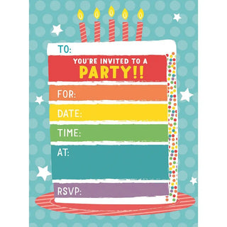 Rainbow Cake Inviations | Rainbow Party Supplies