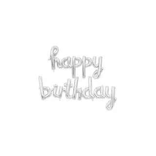 Silver Happy Birthday Script Balloon Banner Kit | Silver Party Theme & Supplies | 