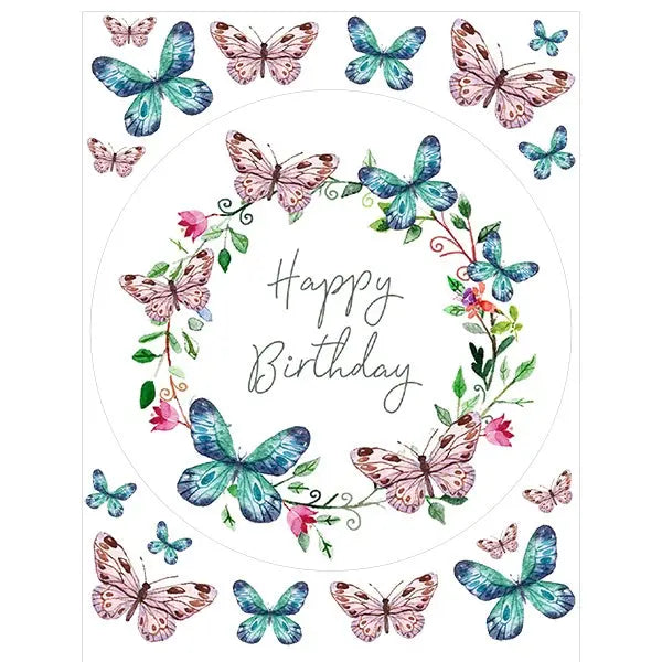 Butterfly Edible Cake Image with FREE Edible Icons NZ – Build a Birthday NZ