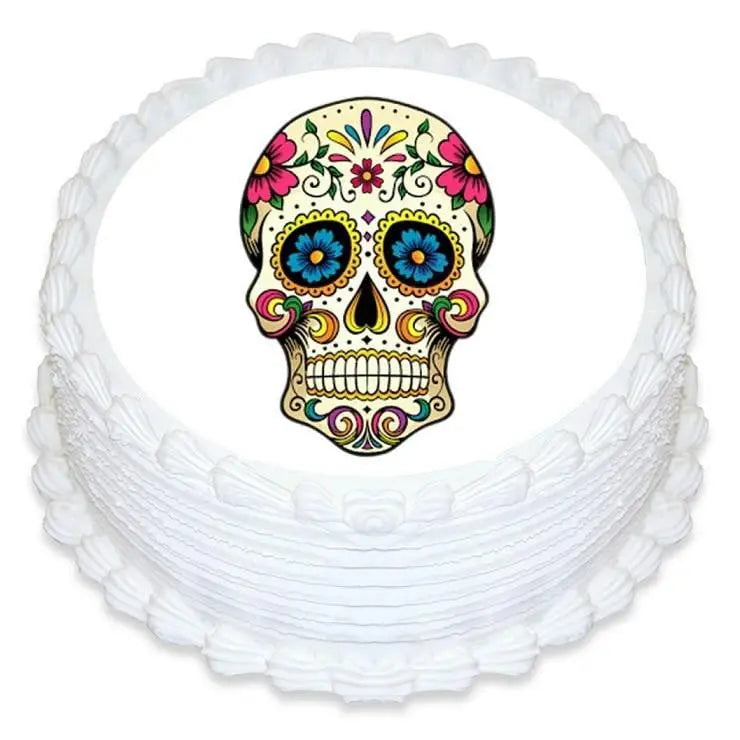 Skull Sugar Skull Cake Topper Party Decoration Personalized Name Edible  Flower | eBay
