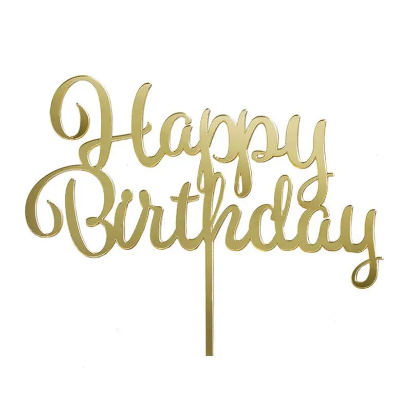 Gold Acrylic Happy Birthday Cake Topper – Build a Birthday NZ