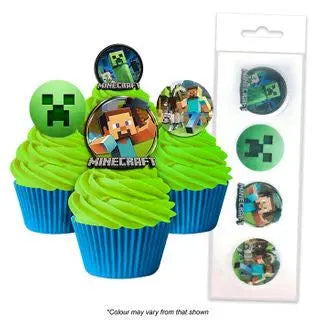 Bake Boss | minecraft wafer cupcake topper 16 piece pack | minecraft party supplies