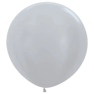 Giant Satin Pearl Silver Balloon - 90cm